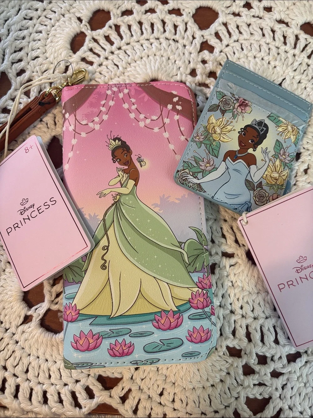 Loungefly Disney Tiana Pink Green Blue Wallet & Card Holder Set NWT